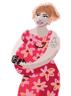 Zeichnung von schwangerer Frau