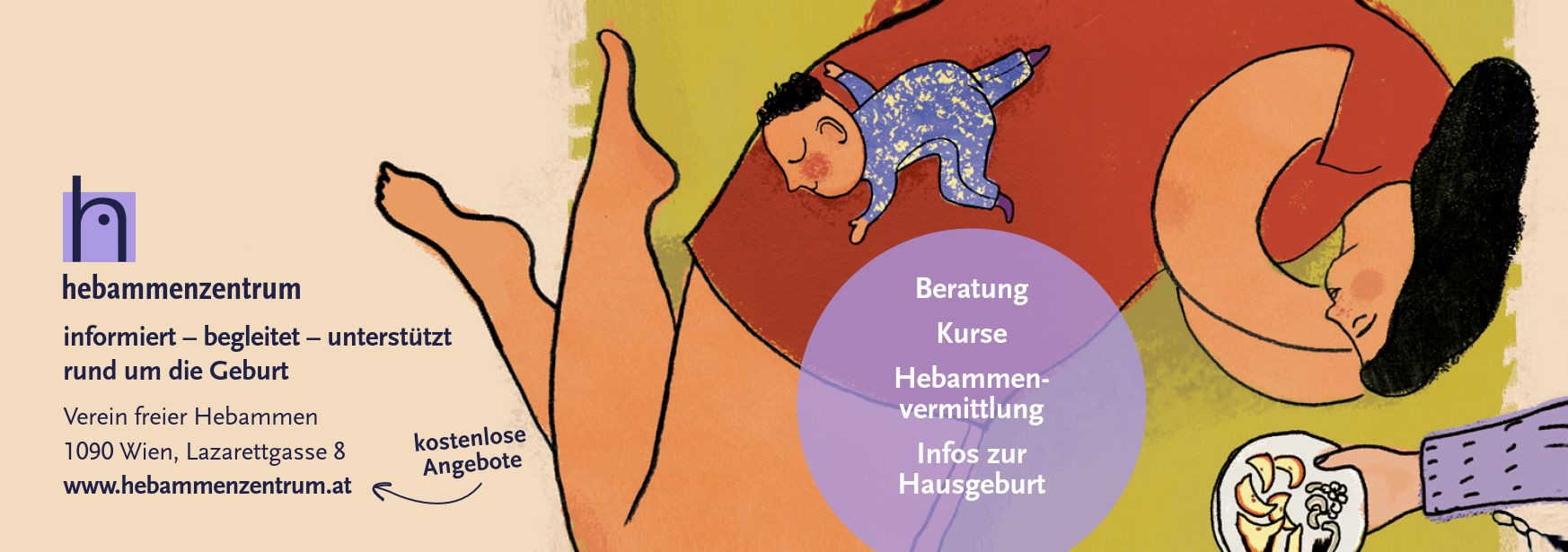 Illustration von schlafender Mutter mit ihrem Baby